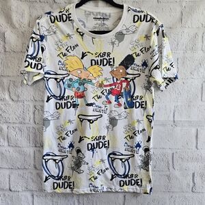 Hey Arnold Tee Retro Nickelodeon Skater Dude Graphic T-Shirt Small